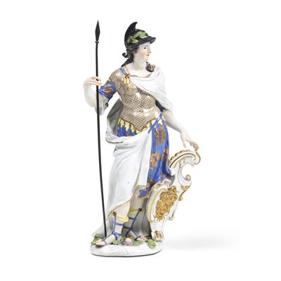 Kändler (modello di Johann Joachim Kändler), Grande figura di Minerva, porcellana di Meissen (c. ...