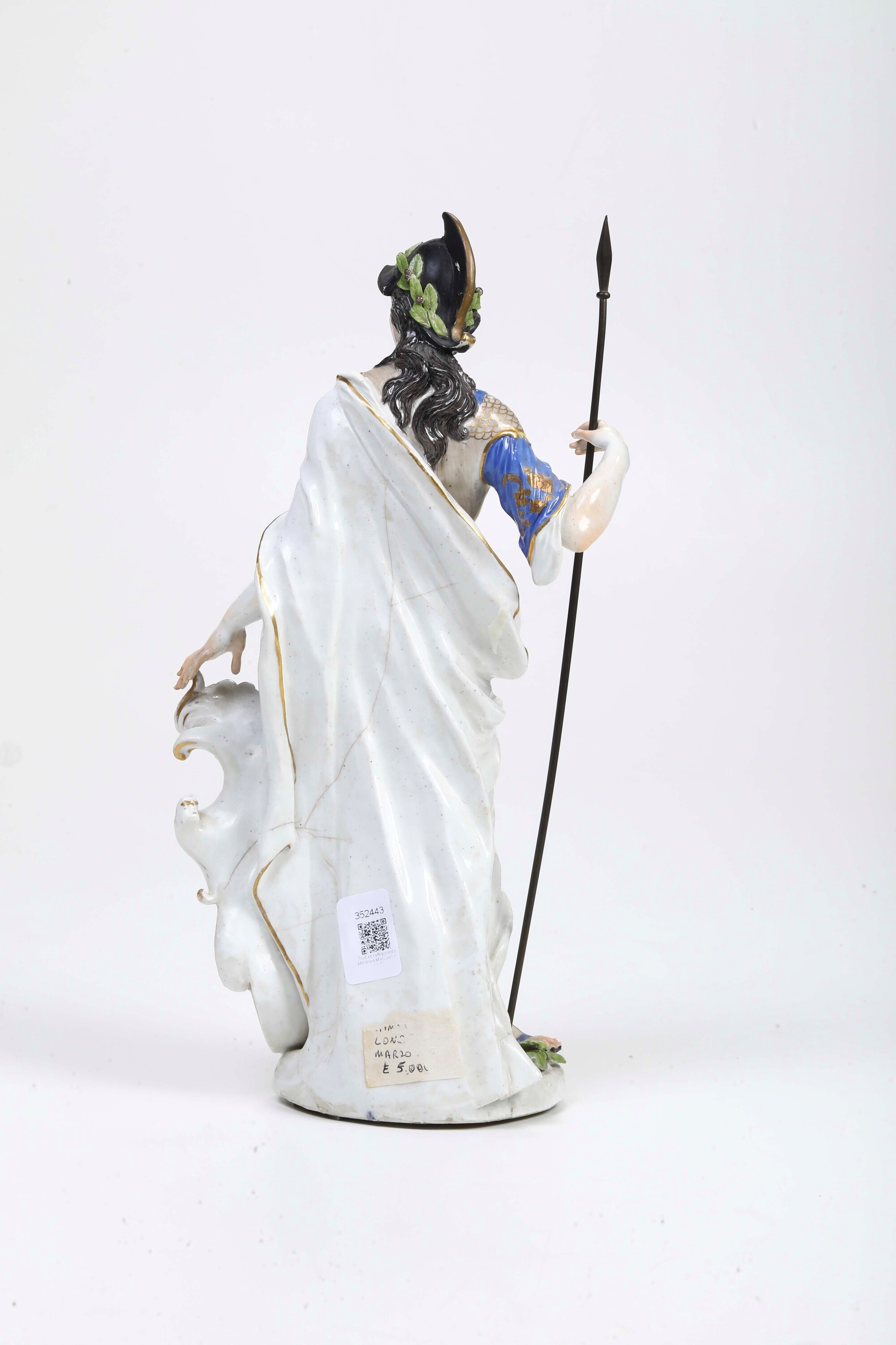 Kändler (modello di Johann Joachim Kändler), Grande figura di Minerva, porcellana di Meissen (c. ...