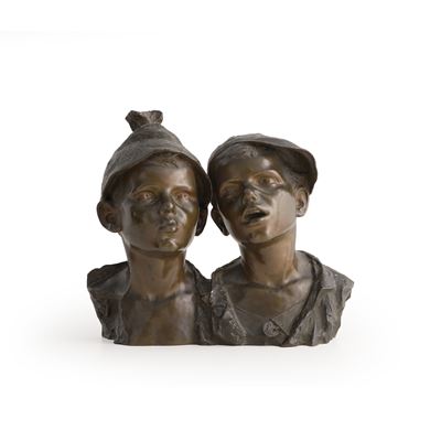 Scultore anonimo, Due scugnizzi in bronzo fuso e patinato