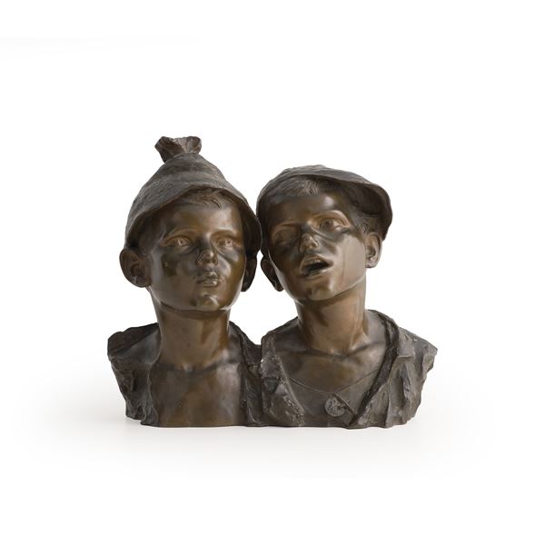 Due scugnizzi. Napoli, XIX-XX secolo. Firma non identificata