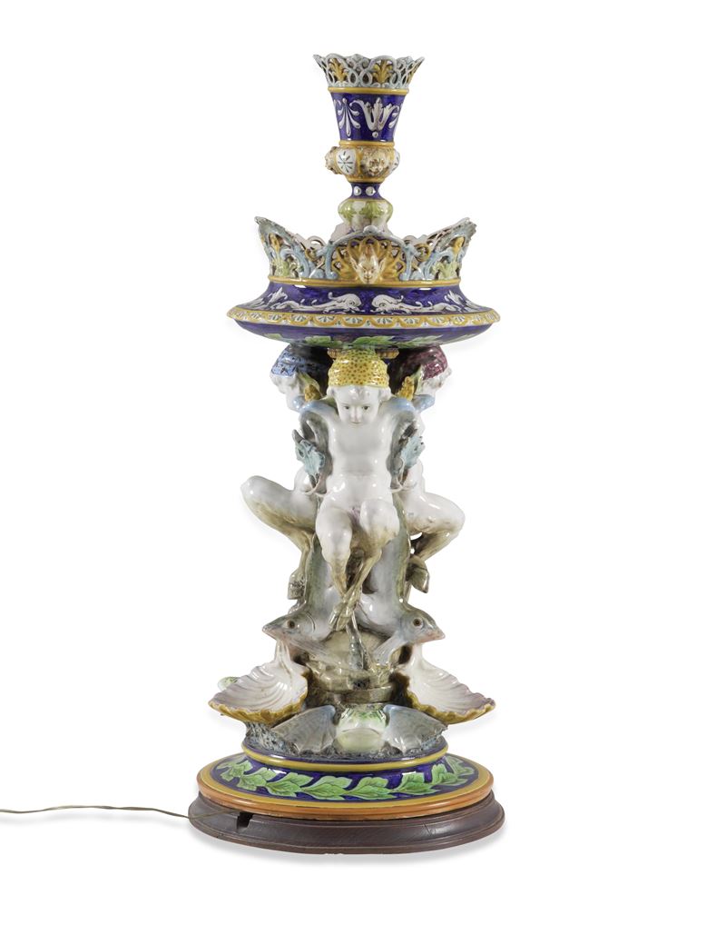 Portafiori con tre satiretti Doccia, Urbano Lucchesi e Manifattura Ginori, 1885-1900 circa