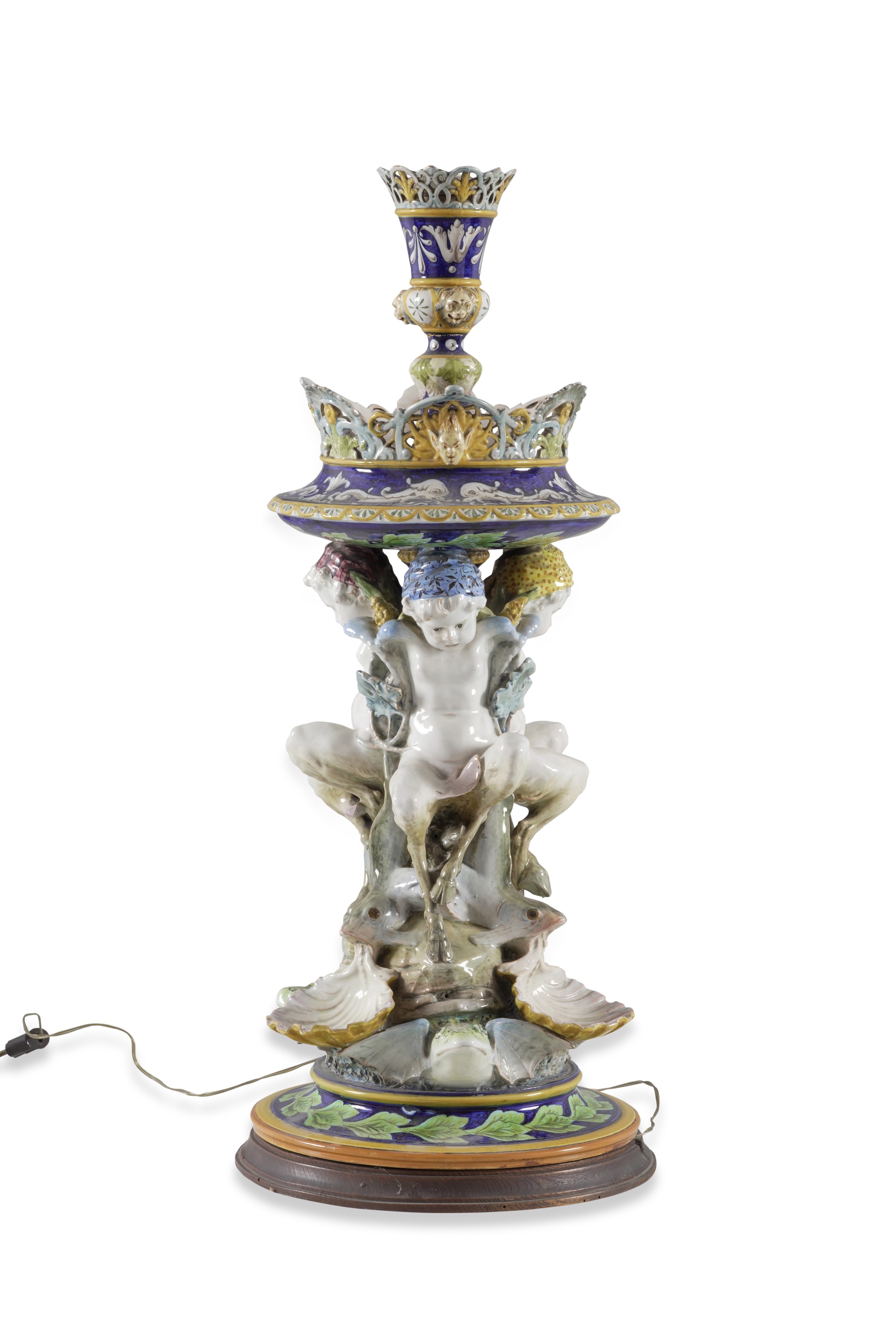 Portafiori con tre satiretti Doccia, Urbano Lucchesi e Manifattura Ginori, 1885-1900 circa