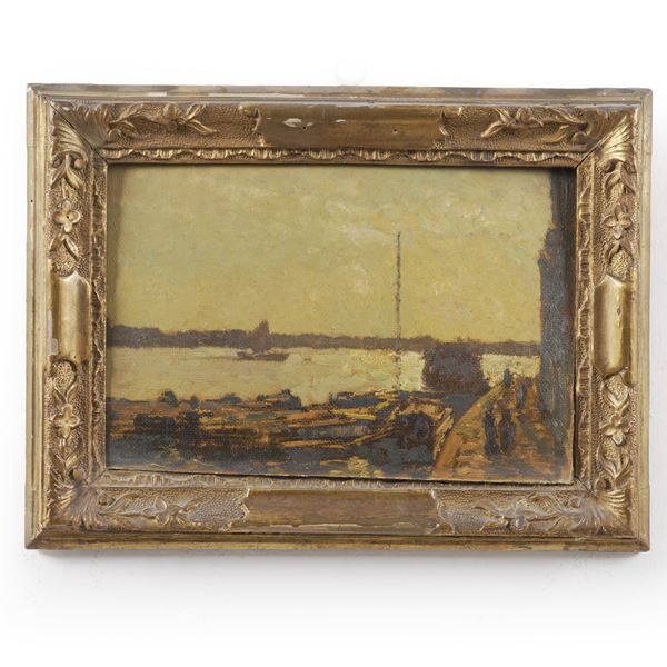 Pittore del XIX-XX secolo Veduta lagunare