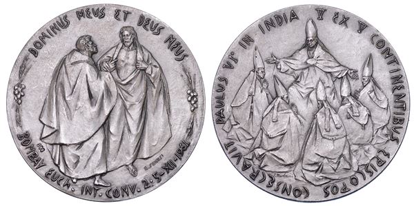 VATICANO. PAOLO VI, 1963-1978. Medaglia in argento 1964. Viaggia in India.