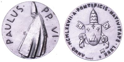 Opus Manzù, Medaglia in argento per l'ottantesimo compleanno di Paolo VI (1977)