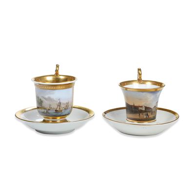 Manifattura di Nymphenburg, Tazza con piattino con veduta di Monaco di Baviera