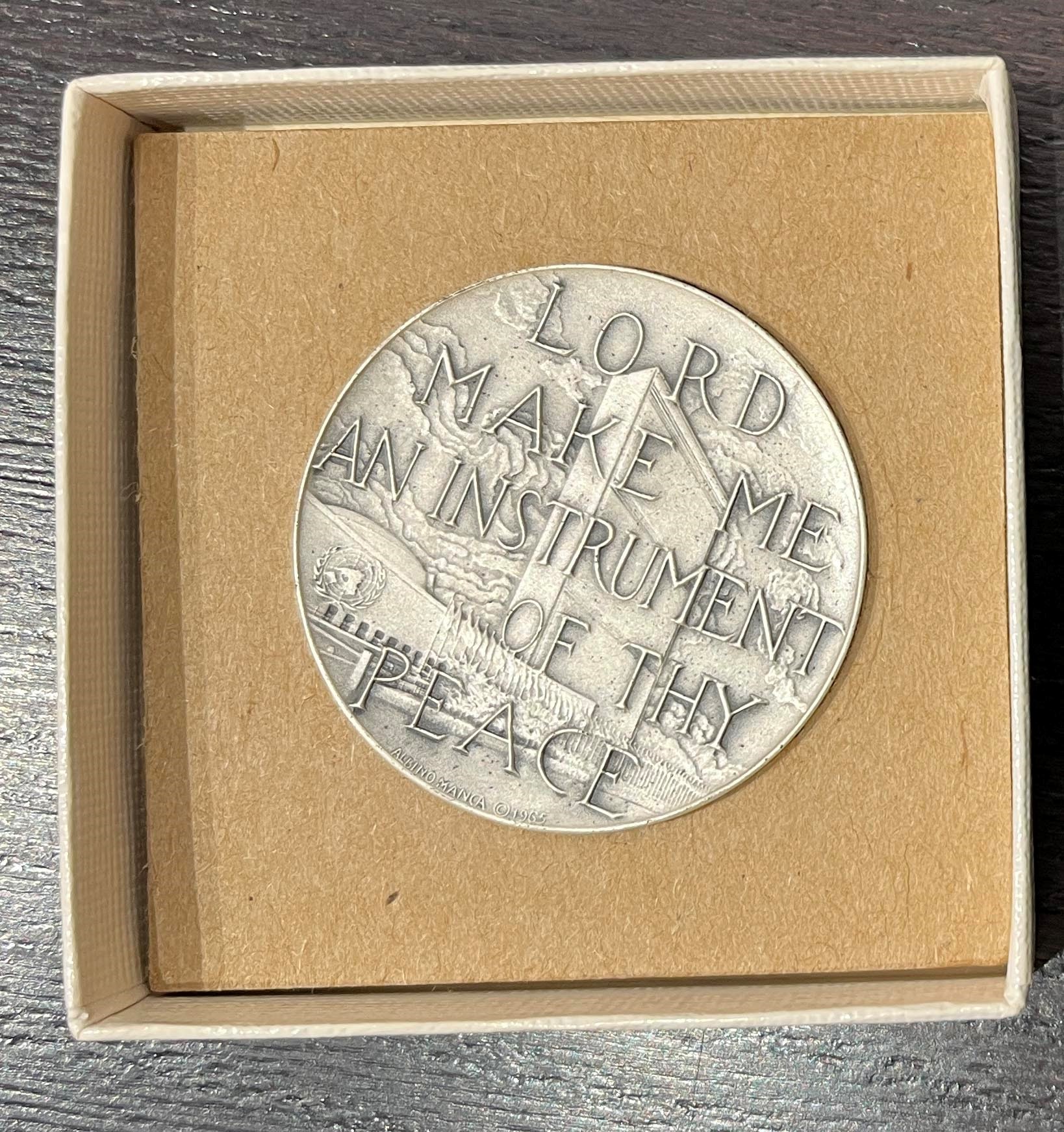 Medaglia in argento commemorativa, Vaticano, Paolo VI, Viaggio all’ONU, 1965