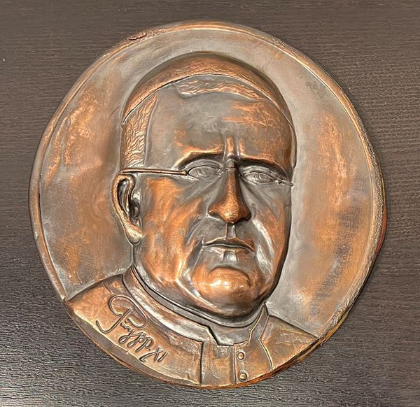 VATICANO. PIO XI, 1922-1939. Placca uniface in bronzo di grande modulo.