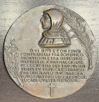 Girolamo Savonarola, Medaglia in bronzo, fusione postuma, 1898