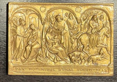 Opus Manfrini, Placchetta uniface in bronzo dorato raffigurante scene cristologiche