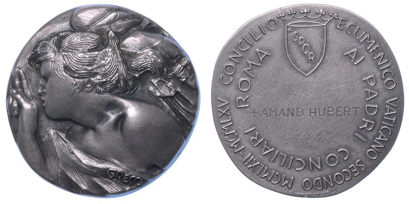 VATICANO. GIOVANNI XXIII, 1958-1963. Medaglia in argento 1962-1965. Concilio Ecumenico Vaticano II. Al Padre Conciliare Amand Hubert.  - Asta Numismatica Light - Cambi Casa d'Aste