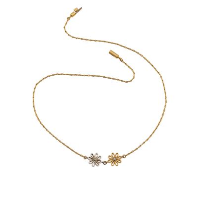 Girocollo in oro giallo e bianco con inserto centrale in diamanti