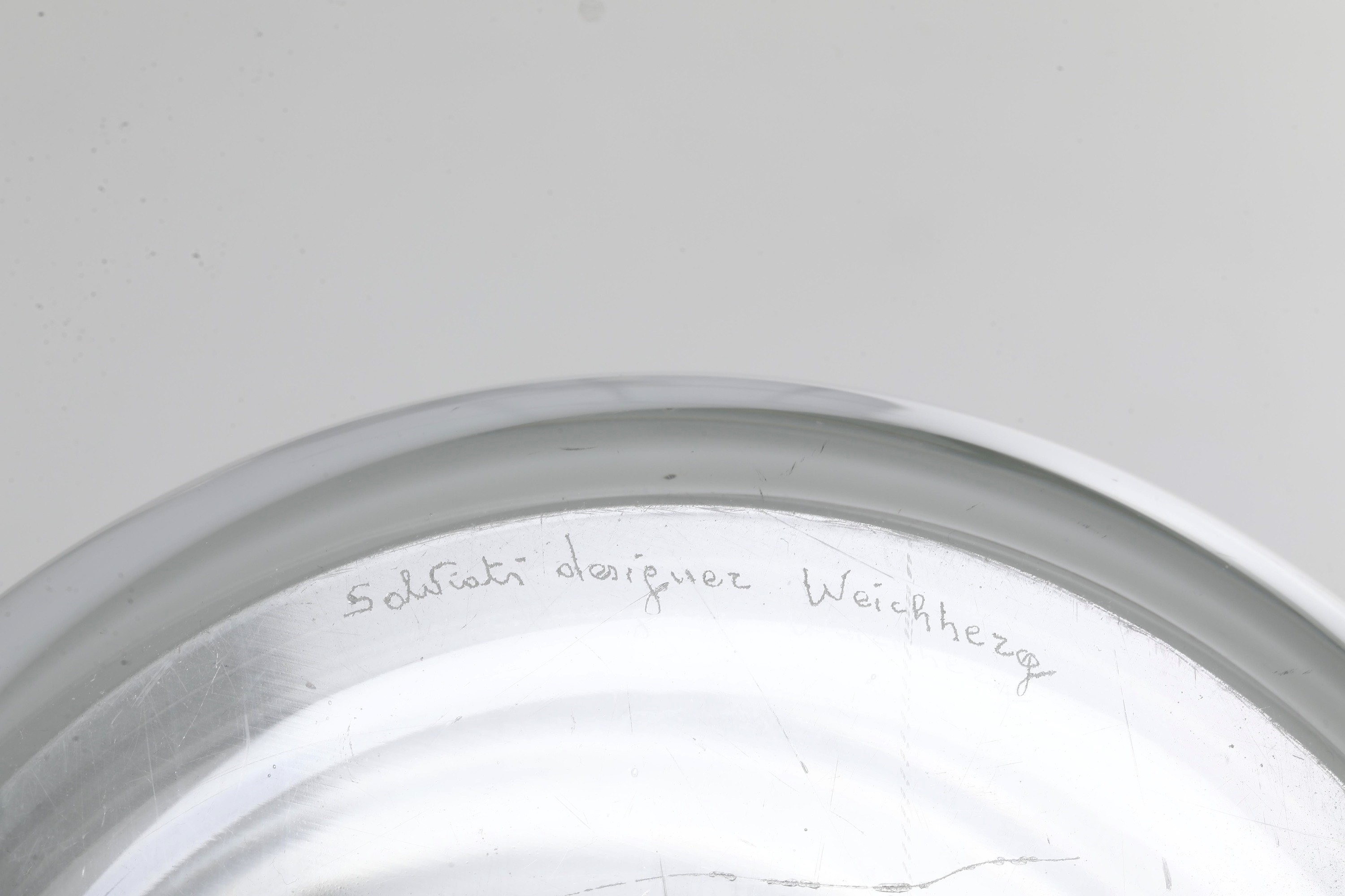 Salviati, designer Weichberg, Vaso in vetro trasparente con strisce bianche