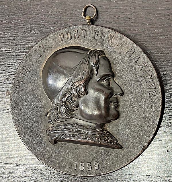 STATO PONTIFICIO. PIO IX, 1846-1878. Medaglia di grande modulo in bois durci 1859.