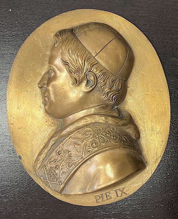 STATO PONTIFICIO. PIO IX, 1846-1878. Grande placca ovale in bronzo.