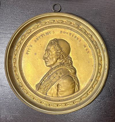 Stato Pontificio, Grande lamina in bronzo dorato, Pio VII (1800-1823)