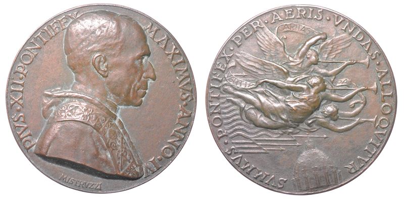 VATICANO. PIO XII, 1939-1958. Medaglia in bronzo 1941. Messaggi per la pace.  - Auction Light Numismatics - Cambi Casa d'Aste