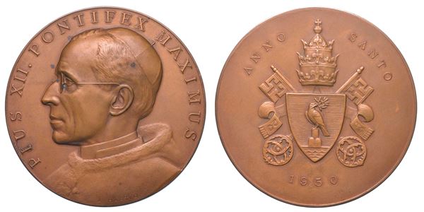 VATICANO. PIO XII, 1939-1958. Medaglia in bronzo 1950. Anno Santo.