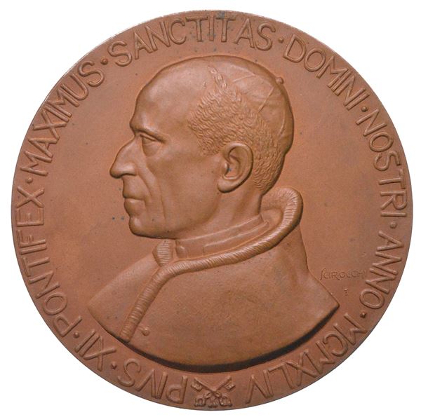 VATICANO. PIO XII, 1939-1958. Medaglia uniface in bronzo 1944.