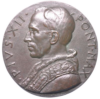 Opus Giampaoli, Medaglia uniface in bronzo dedicata a Pio XII, 1939-1958