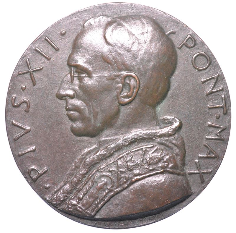VATICANO. PIO XII, 1939-1958. Medaglia uniface in bronzo.  - Auction Light Numismatics - Cambi Casa d'Aste