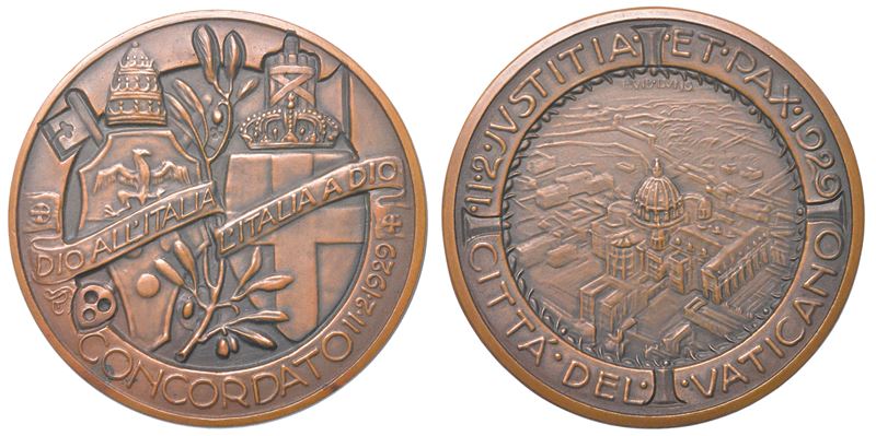 VATICANO. PIO XI, 1922-1939. Medaglia in bronzo 1929. Patti Lateranensi.  - Asta Numismatica Light - Cambi Casa d'Aste