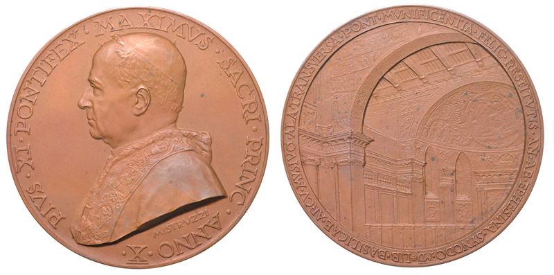 VATICANO. PIO XI, 1922-1939. Medaglia in bronzo 1931. Restauro mosaici Santa Maria Maggiore.  - Asta Numismatica Light - Cambi Casa d'Aste