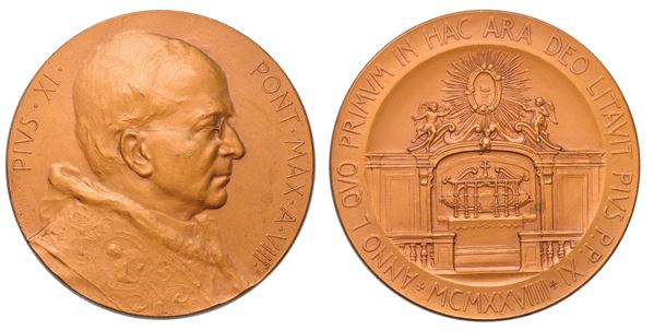 VATICANO. PIO XI, 1922-1939. Medaglia in bronzo dorato 1929. Altare di San Carlo.