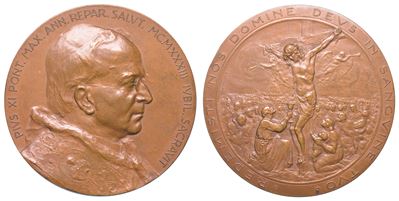 VATICANO, Medaglia in bronzo commemorativa del Giubileo di Pio XI (1933) - 67 mm