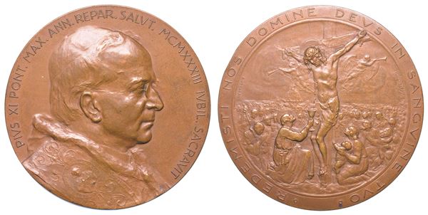 VATICANO. PIO XI, 1922-1939. Medaglia in bronzo 1933. Giubileo.