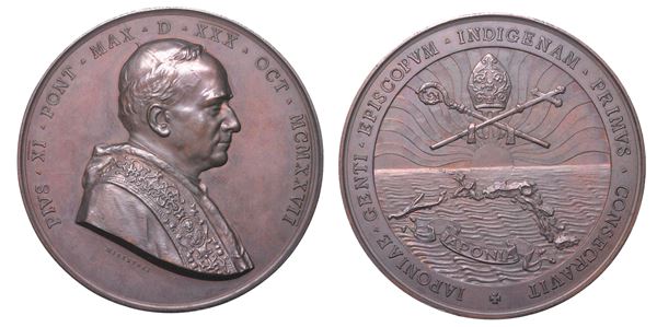 VATICANO. PIO XI, 1922-1939. Medaglia in bronzo 1927. Elezione primo vescovo giapponese.