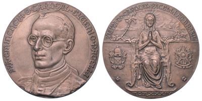 Medaglia in argento, Visita del Cardinal Pacelli in Brasile, Vaticano, Pio XI, 1934