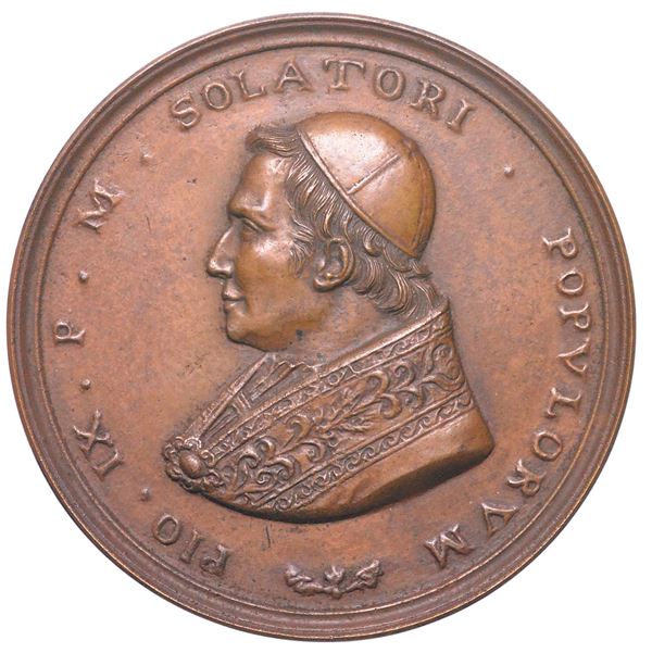 STATO PONTIFICIO. PIO IX, 1846-1878. Medaglia uniface in bronzo.