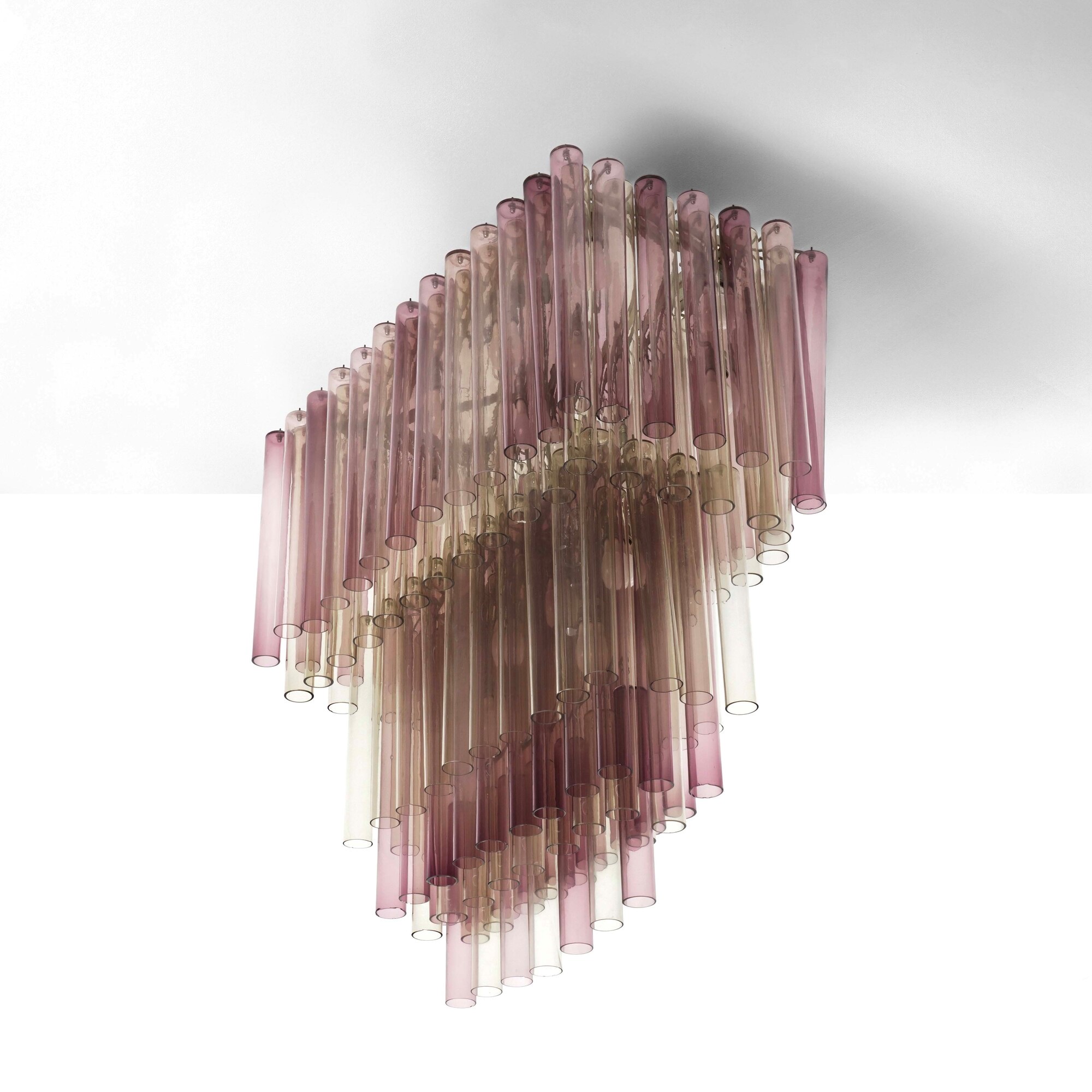 Barovier e Toso - Grande lampada a sospensione con diffusori in vetro di Murano colorato