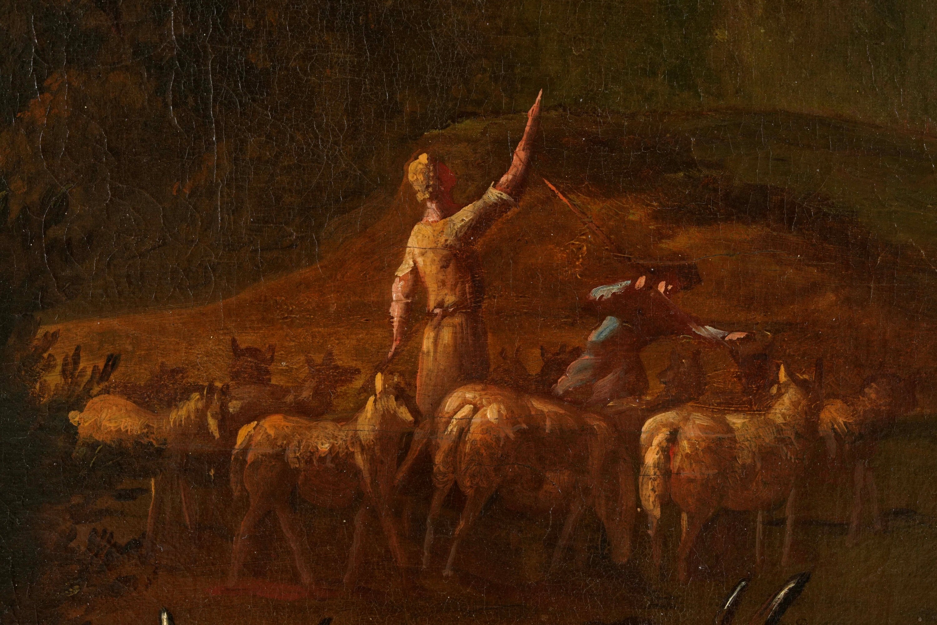 Francesco Giambattista da Ponte Detto Francesco Bassano - Paesaggio con pastori e contadini, olio...
