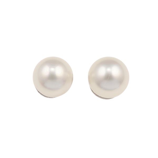 Pair of cultured pearl and gold earrings. Case signed Fasano