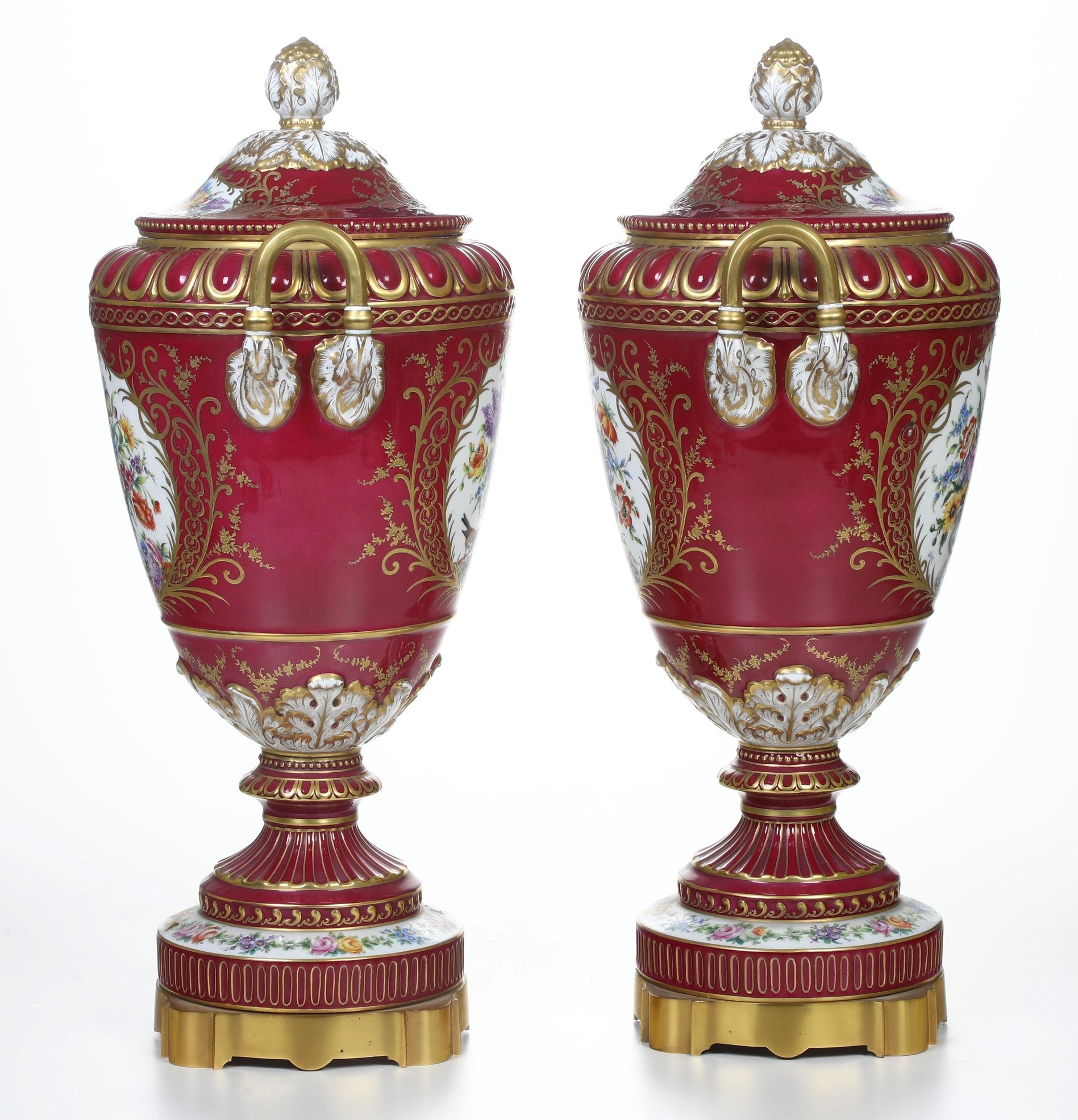 Limoges, Coppia di potiches in porcellana