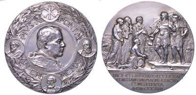 PIUS X, Medaglia in argento per il Sedicesimo centenario dell’Editto di Costantino, 1913