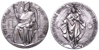 Medaglia in argento, Dogma dell’Immacolata Concezione, Vaticano, Pio XII, 1954
