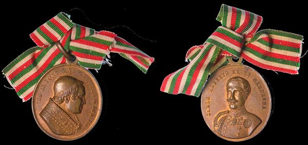STATO PONTIFICIO. PIO IX, 1846-1878. Medaglia in bronzo 1846. Accordi con Carlo Alberto.