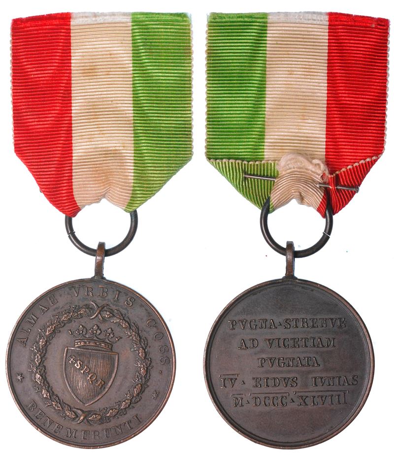 STATO PONTIFICIO. PIO IX, 1846-1878. Onorificenza in bronzo 1848. Benemerenti difesa di Vicenza.  - Auction Light Numismatics - Cambi Casa d'Aste