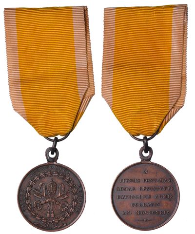 Onorificenza in bronzo, Stato Pontificio, Pio IX (1846-1878), 1849