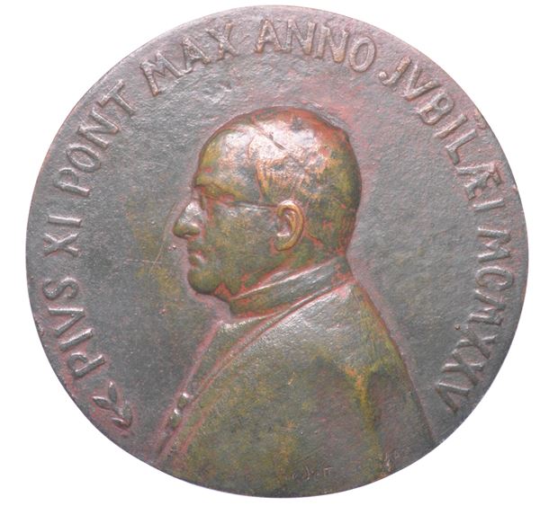 VATICANO. PIO XI, 1922-1939. Medaglia uniface in bronzo 1925. Anno Giubilare, ritratto del Papa.