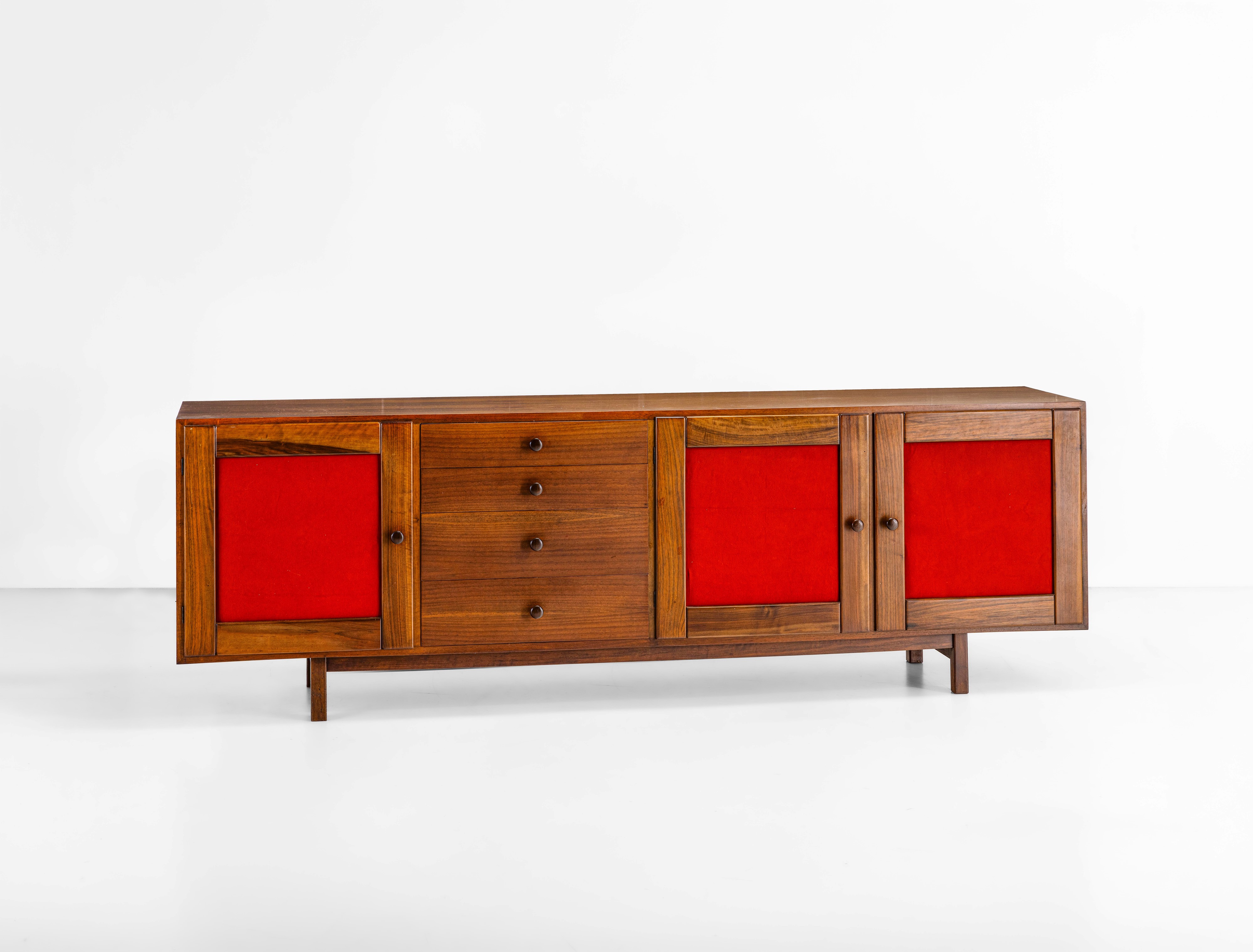 Poltronova - Mobile contenitore in legno e tessuto, Italia, circa 1970