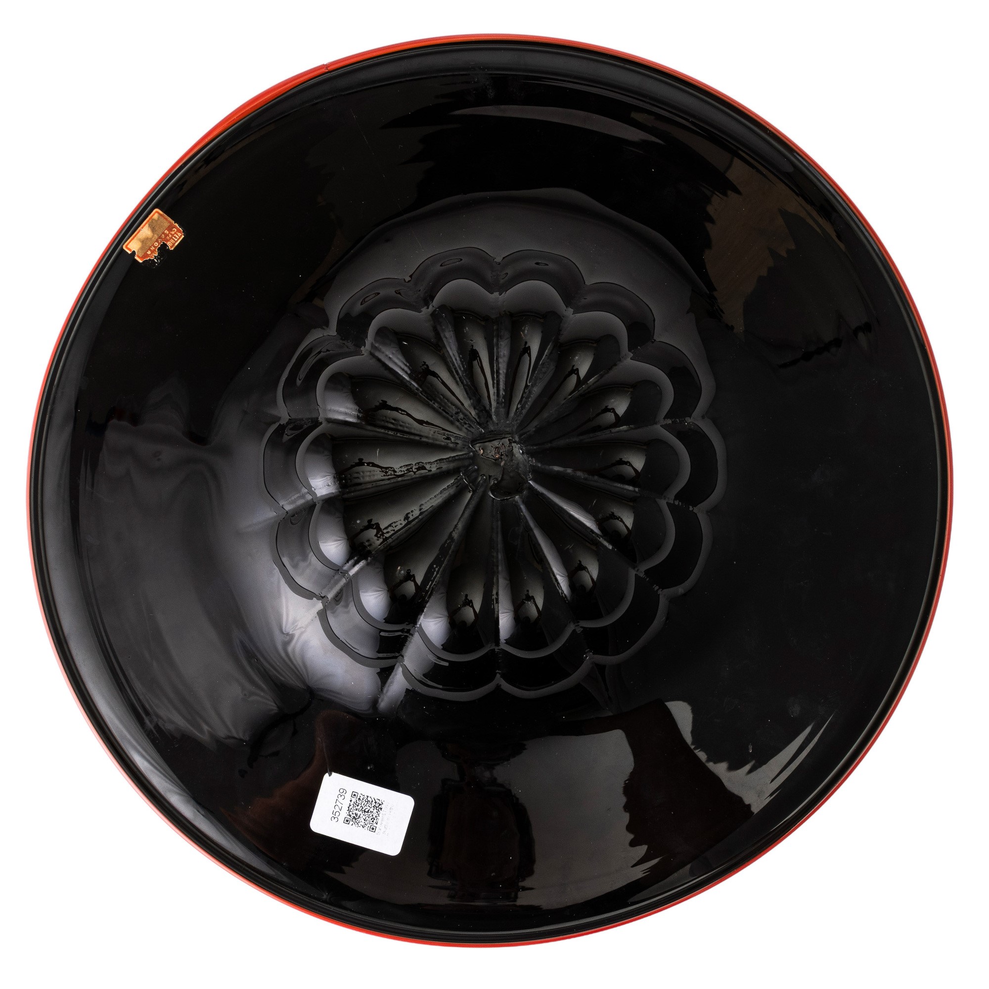 Barovier & Toso, Piatto Murano in vetro soffiato ametista scuro con filo rosso (ca. 1980)