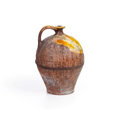 Orcio, Terracotta smaltata con rinforzo metallico, XIX secolo
