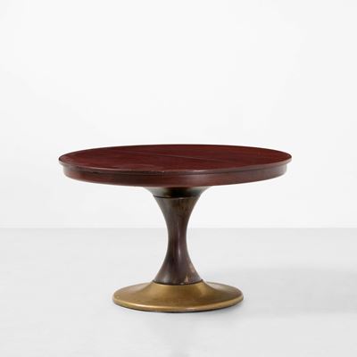 Tavolo allungabile in legno e ottone, produzione italiana, circa 1960