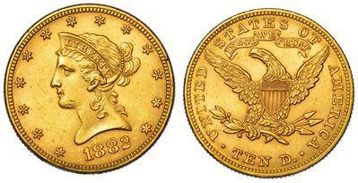 USA, 10 Dollari “Coronet Head”, 1882
