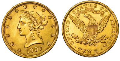 USA, 10 Dollars 'Coronet Head', 1907, Oro