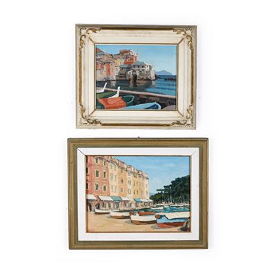 Scuola del XX secolo, Scorcio di Portofino / Boccadasse, olio su tela